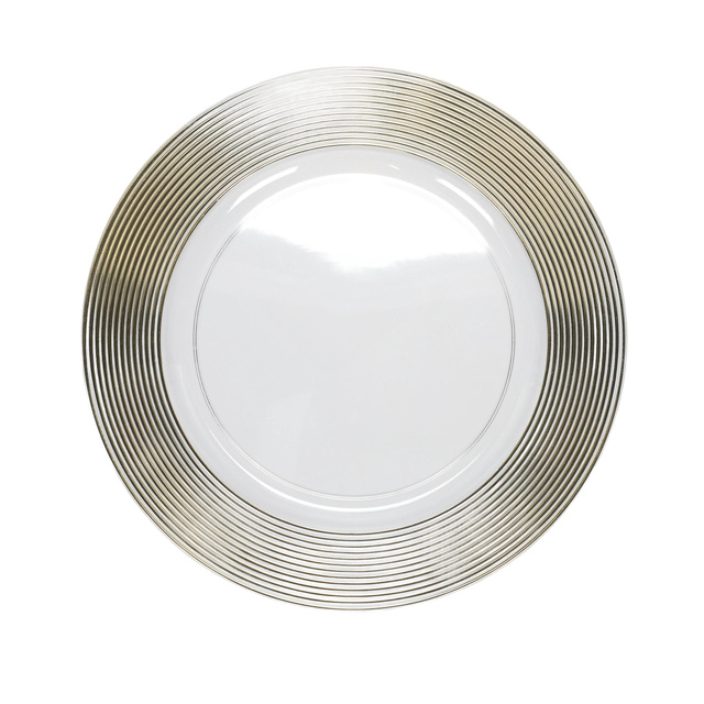 Placă transparentă cu decor auriu, Ø 33 cm