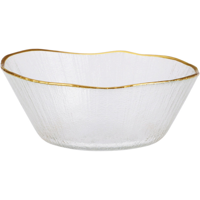 Bol de sticlă cu margine aurie DATURA, 15 cm