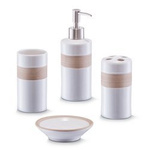 Set accesorii baie 4 piese Beige, Alb/bej, Zeller