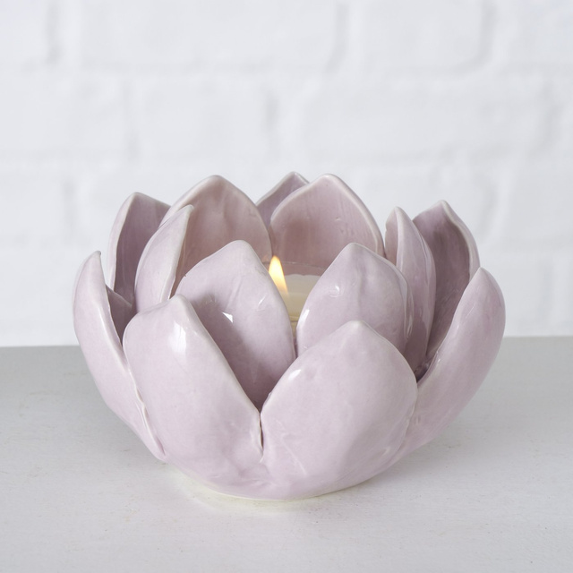 Sfeșnic din ceramică, floare, LIRIO, 8 x 10 cm