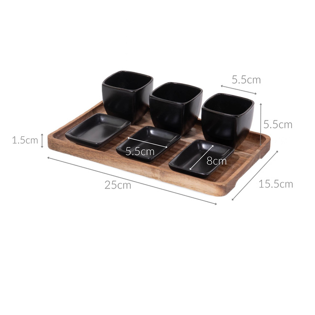Set pentru aperitive pe tava de lemn, 25 x 16 cm