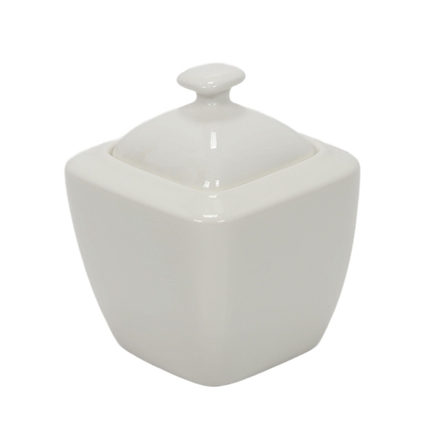 Zaharnita din portelan cu capac, 320 ml, alb