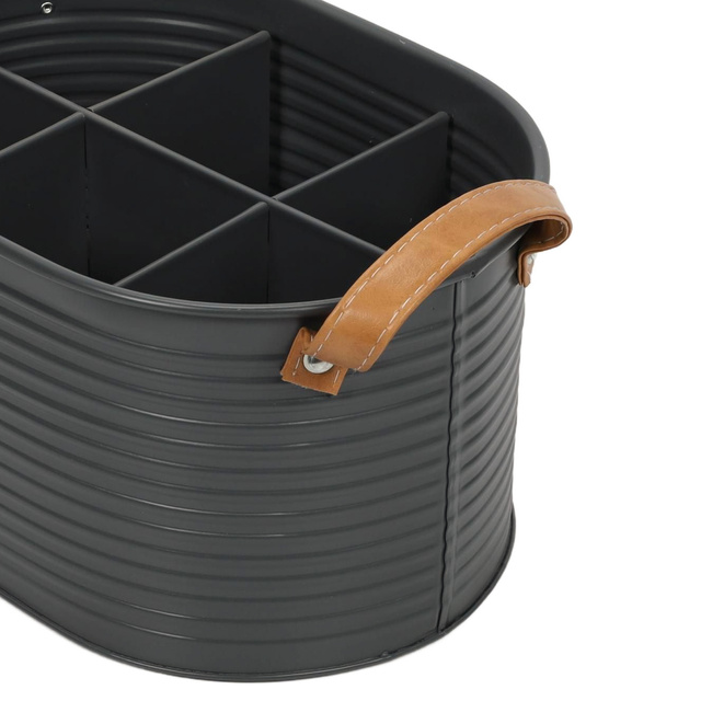 Cutie pentru sticle compartimentata, manere din piele, pentru 6 sticle