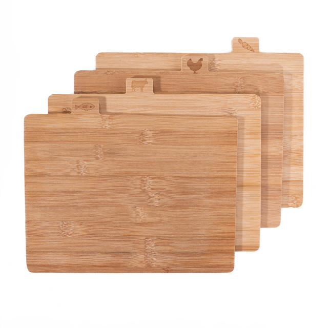 Tocatoare din bambus, 4 bucati cu suport din metal