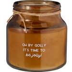 Candelă în borcan de sticlă cu imprimeu festiv, Ø 16 cm, portocalie