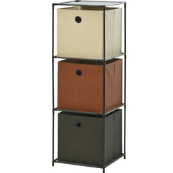 Raft cu trei coșuri din material, 35 x 35 x 102 cm