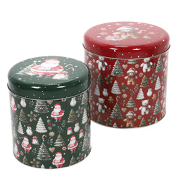 Set de recipiente metalice pentru sărbători, în dimensiuni diferite, 2 buc., roșu