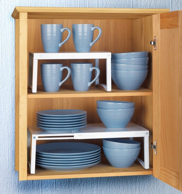 Raft pentru dulap de bucătărie pe picioare, inserție metalică pentru depozitare ușoară - lățime reglabilă, 30-54 x 25 x 15 cm