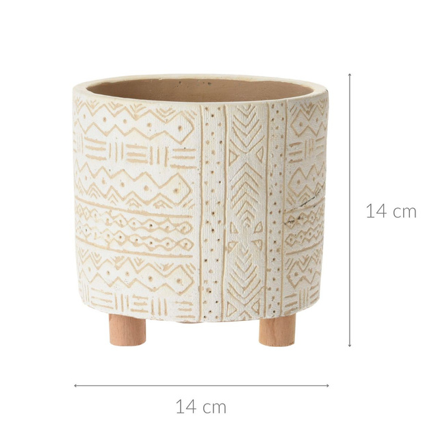 Ghiveci din ceramică cu suport din lemn, Ø 14 cm