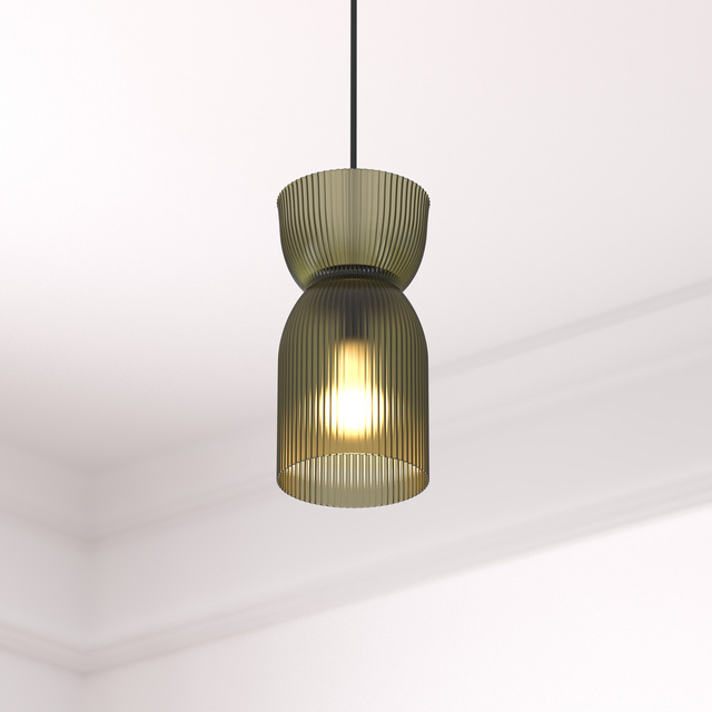 Lampă suspendată din sticlă verde ANCEL, Ø 14 cm