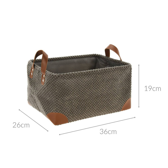 Cos pentru depozitare cu manere, catifea, 36 x 26 x 19 cm