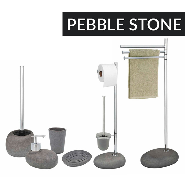Suport pentru hârtie igienică și perie de toaletă, PEBBLE STONE - 2 în 1, WENKO