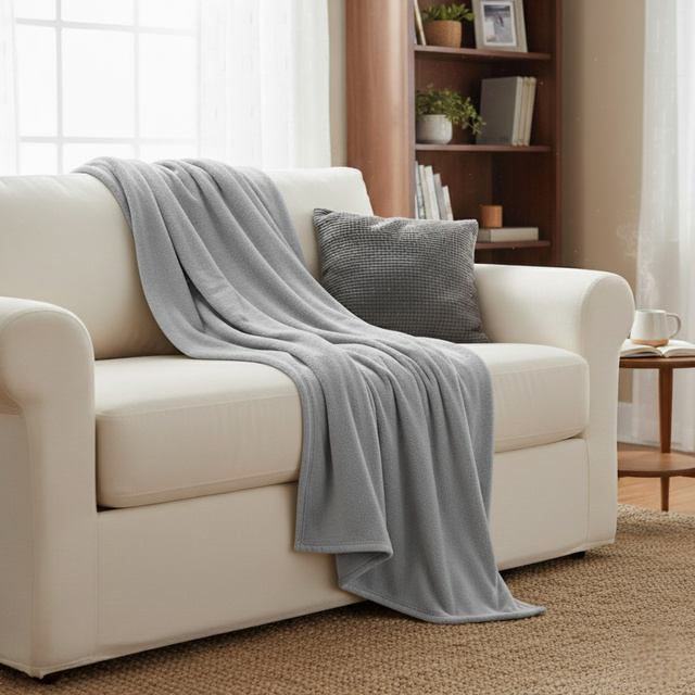 Pătură din pluș 130 x 160 cm, gri