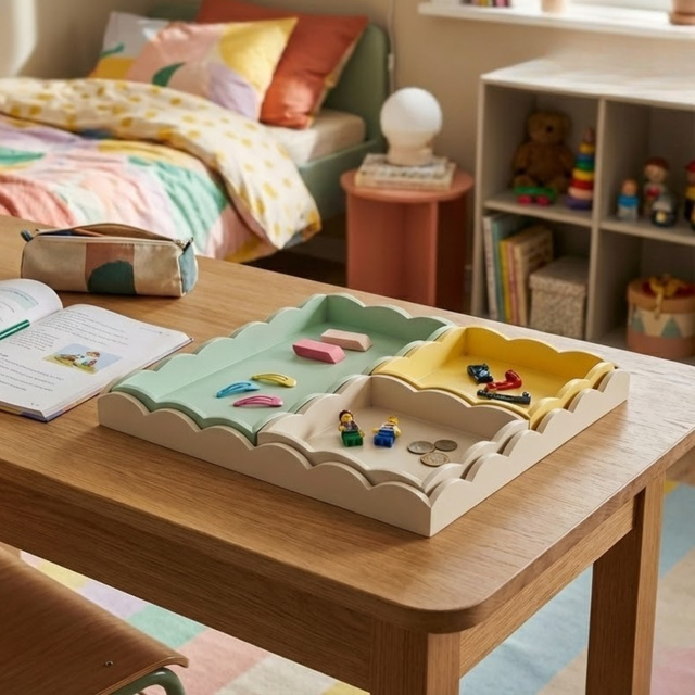 Set de 4 tăvi din lemn, 30 x 30 x 3 cm, verde