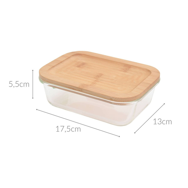 Recipient de sticlă cu capac de bambus, 640 ml