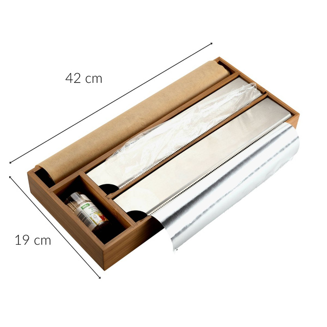 Dozator folie alimentara si hartie, bambus, 42 x 19 cm