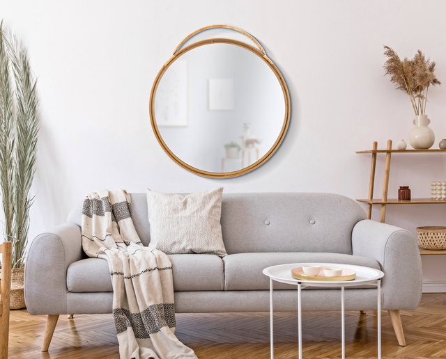 Oglinda de perete rotunda din ratan PANAMA, Ø 80 cm