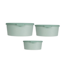 Containere pentru alimente rotunde din plastic, 3 bucăți de dimensiuni diferite.