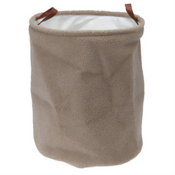 Coș de depozitare din material boucle, mânere din piele artificială, Ø 38 x 50 cm