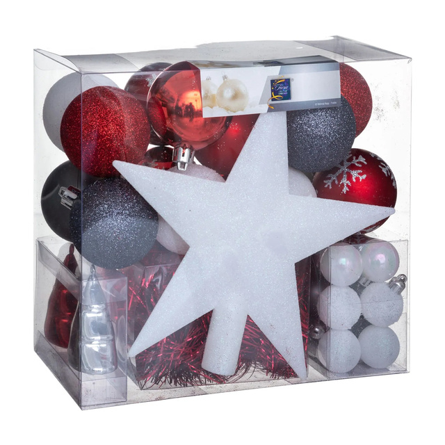 Set decoratiuni de Craciun in diferite culori, 44 de elemente