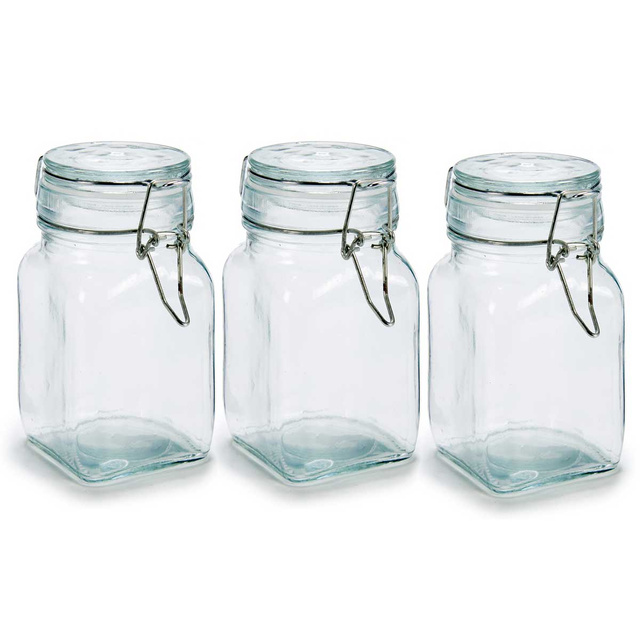 Set 3 borcane din sticla pentru condimente, 250 ml