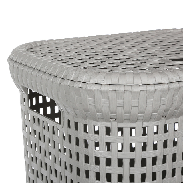 Cos de rufe cu capac, model ratan, 60 litri