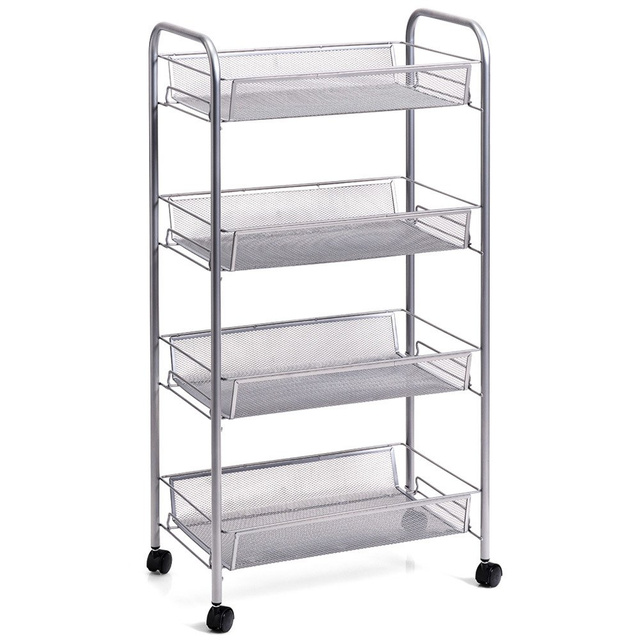 Organizator universal, suport cu roți, plasă de oțel, depozitare pe 4 niveluri, ZELLER