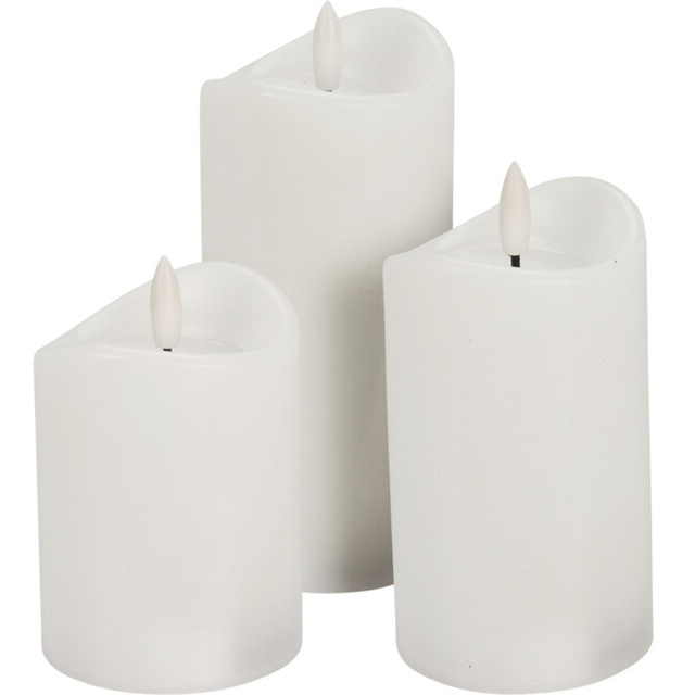 Lumânări din ceară cu flacără LED, 3 buc.