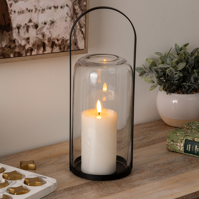 Felinar LED JAKO, sticlă și metal, 35 cm