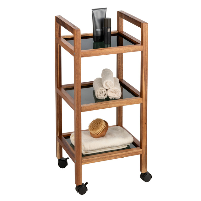 Etajeră mobilă din lemn de salcâm FONDI, 3 niveluri, înălțime 76,5 cm