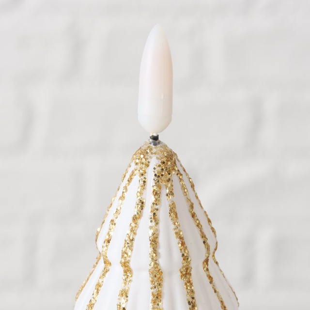 Lumânare în formă de brad cu flacără artificială TORIS, 12 cm