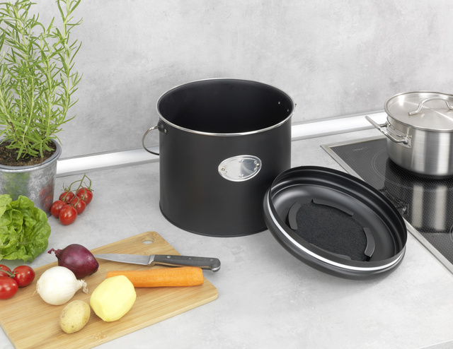 Coș de compost, 3 filtre de neutralizare a mirosurilor înlocuibile, 6 l, Nero, WENKO