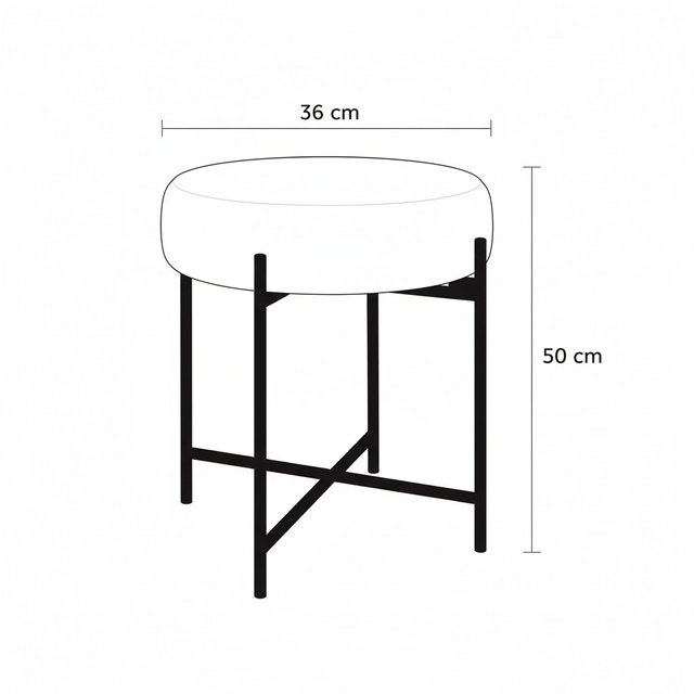 Taburet KRUK, îmbrăcat în bouclé, Ø 36 x 40 cm