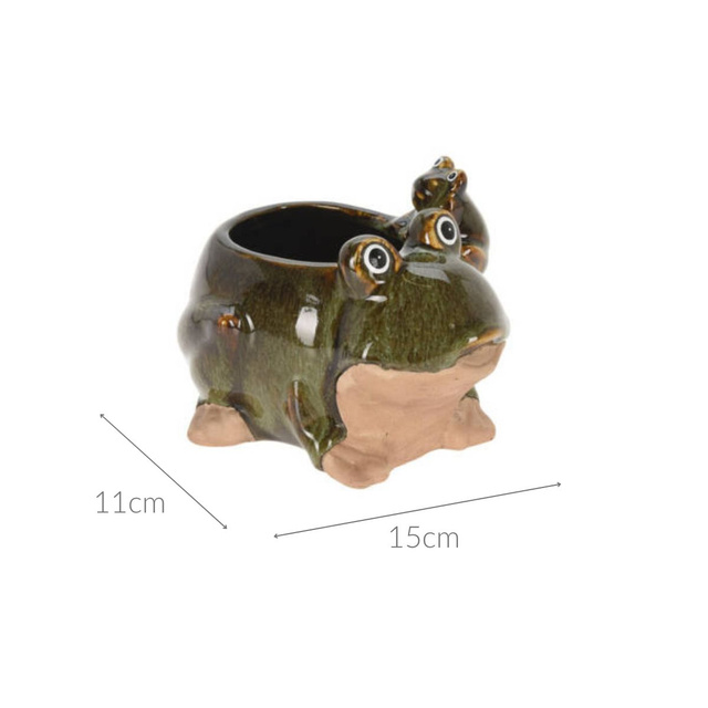 Ghiveci de gradina din portelan, broasca, 15 x 11 cm