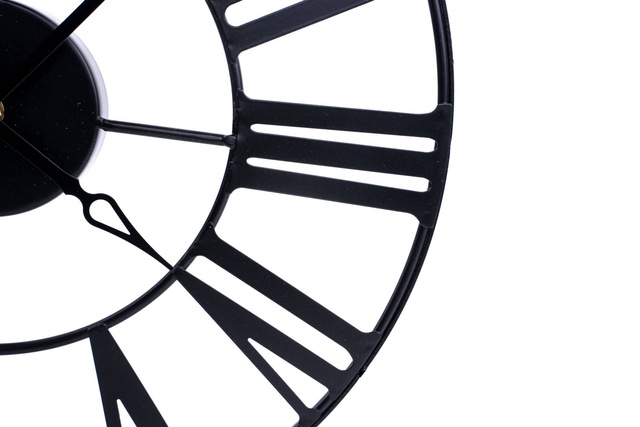 Ceas de perete cu cifre romane, Ø 37 cm, culoare neagră