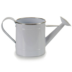 Ghiveci sub forma de stropitoare, metal, alb, inaltime 18 cm