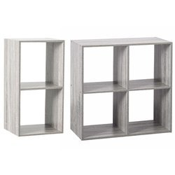 Raft decorativ cu 2 compartimente, inaltime 67,6 cm, gri