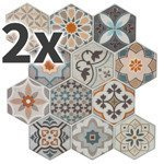 Autocolant de perete cu model de mozaic portughez, 24 x 24 cm.