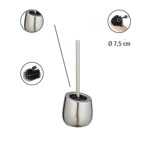 Perie WC cu suport BADI, Gri, 38x13,5x13,5, Wenko