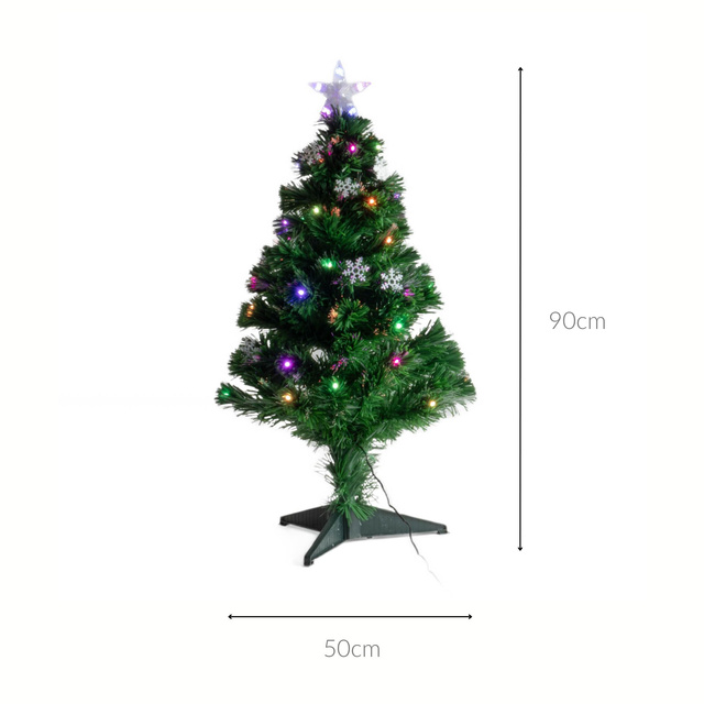 Brad artificial cu iluminare si stea, 90 cm