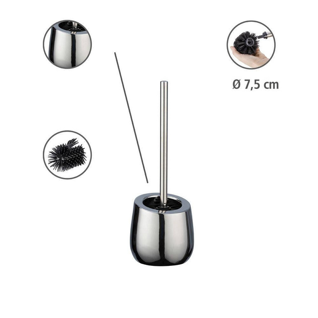 Perie WC cu suport BADI, Gri, 38x13,5x13,5, Wenko