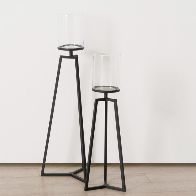 Suporturi de lumanari din sticla pe cadru metalic Cosa, 75-95 cm