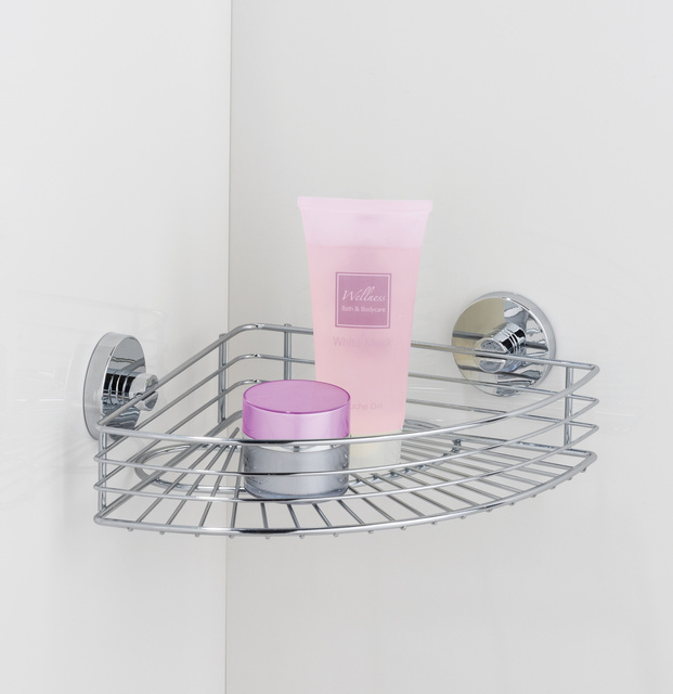 Raft de col pentru baie BARI, Vacuum-Loc - oțel cromat, WENKO, argintiu lucios