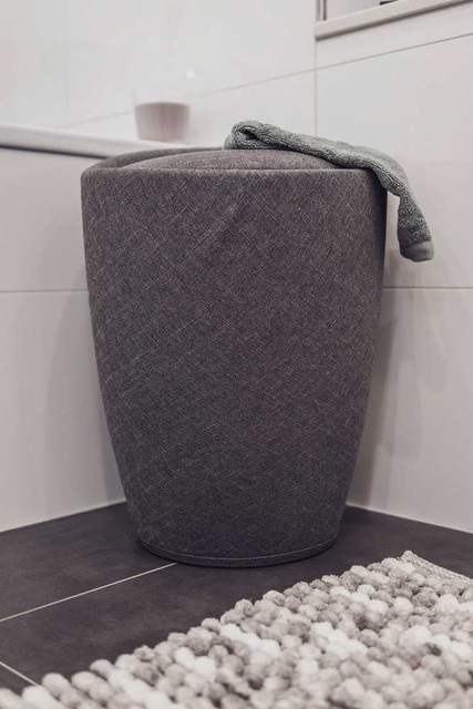 Pufa CANDY GREY - coș de rufe, 2 în 1, WENKO, gri