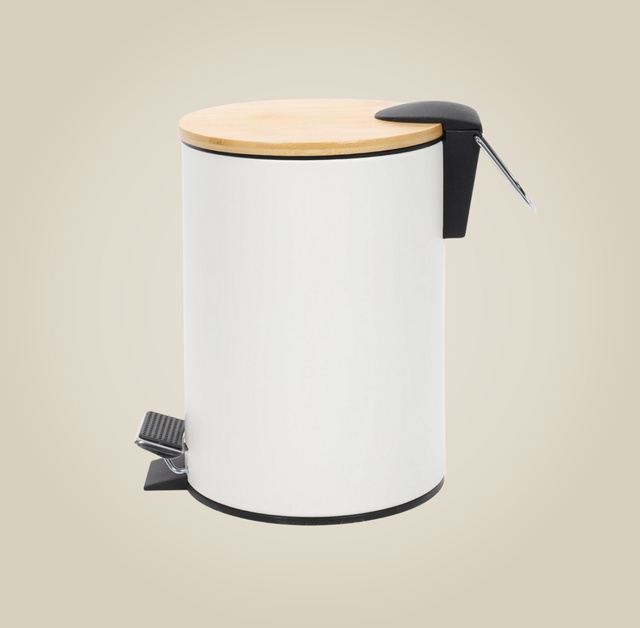 Coș de baie ZETRU, 3 l, cu capac din bambus