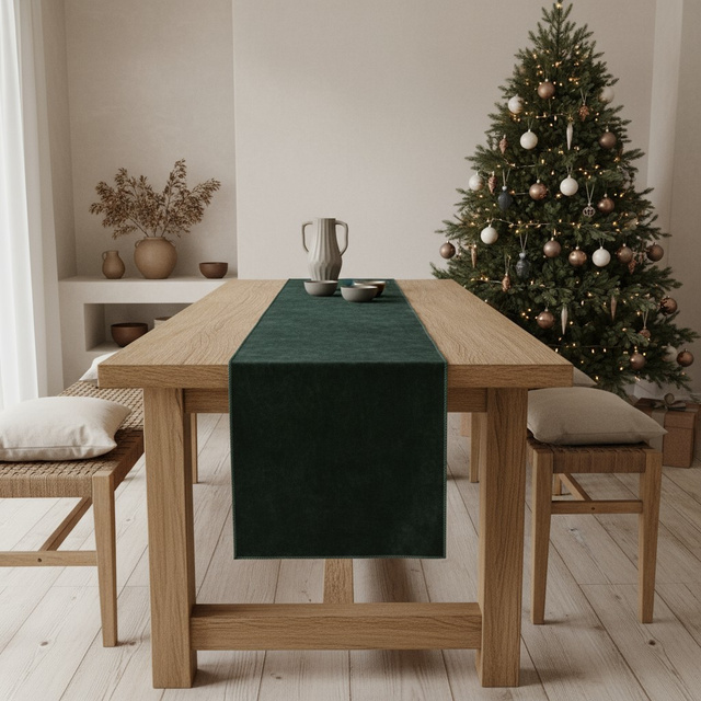 Culoar decorativ din țesătură de catifea, 200 x 35 cm, verde