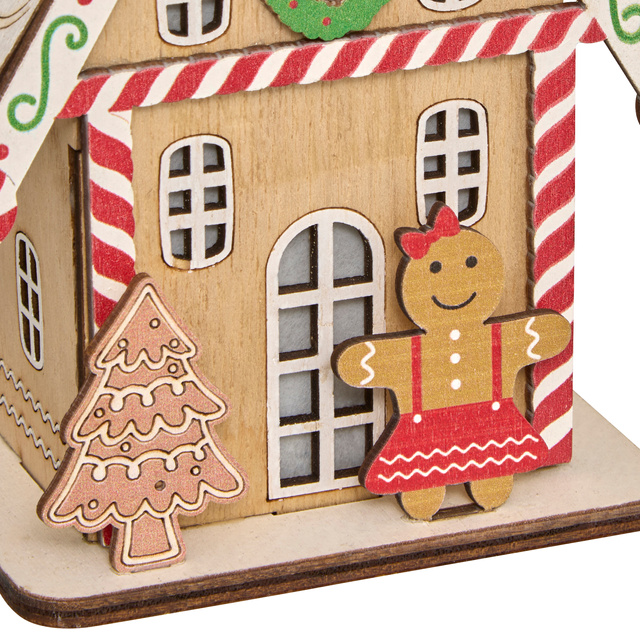 Lampă festivă LED, căsuță din turtă dulce, 15 cm, model 2