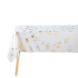 Fata de masa dreptunghiulara BLOOMY, alba, aurie ginkgo biloba