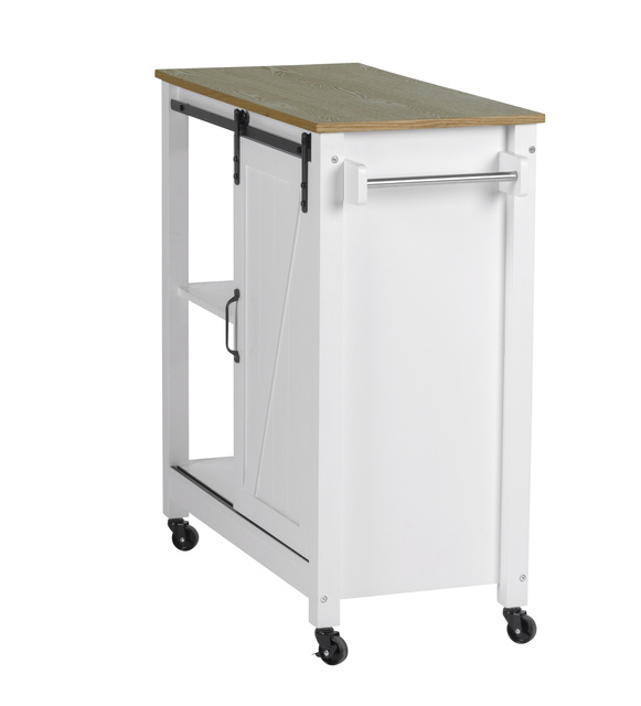 Cărucior de bucătărie LANDHAUS pe roți din lemn de pin și MDF, alb, WENKO