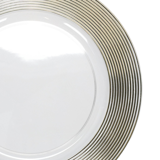 Placă transparentă cu decor auriu, Ø 33 cm